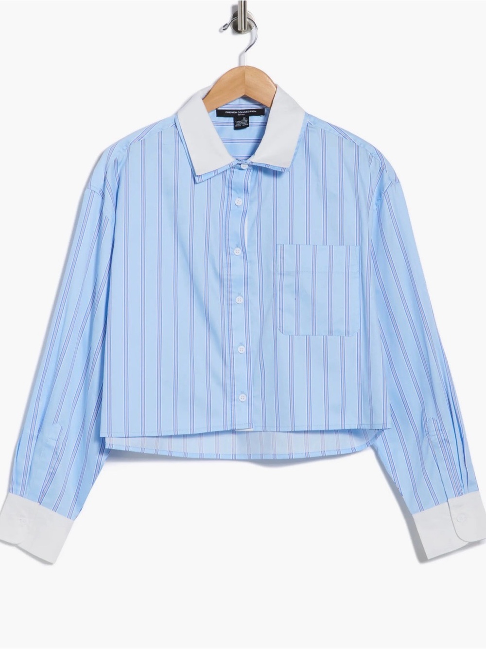 French Connection Long Sleeve Stripe Double Collar Button-Up Shirt NWT